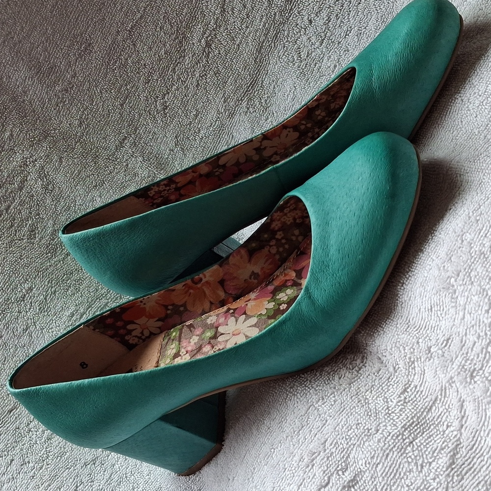 Aqua Turquoise BC Women's Shoes Cunky Heel Spearmint Green Leather